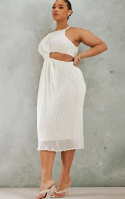 Plus Plisse Knot Detail Midi Dress-PrettyLittleThing Clearance