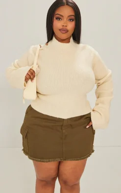 PrettyLittleThing Sweaters*Plus Rib Knit Open Back Cropped Sweater