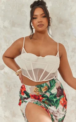 PrettyLittleThing Corsets*Plus Satin Sheer Panel Corset