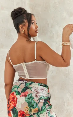 PrettyLittleThing Corsets*Plus Satin Sheer Panel Corset