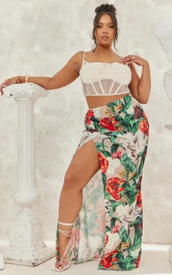 PrettyLittleThing Corsets*Plus Satin Sheer Panel Corset