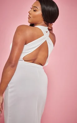 Plus Scuba High Neck Cross Back Maxi Dress-PrettyLittleThing Sale