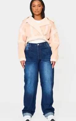 PrettyLittleThing Aviator Jackets*Plus Shearling Trim Crop Aviator