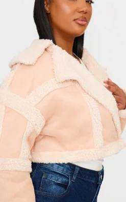 PrettyLittleThing Aviator Jackets*Plus Shearling Trim Crop Aviator