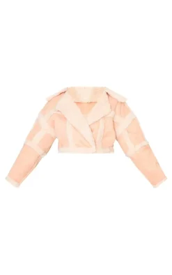 PrettyLittleThing Aviator Jackets*Plus Shearling Trim Crop Aviator