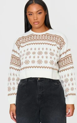 PrettyLittleThing Sweaters*Plus Snowflake Fairisle Cropped Christmas Sweater