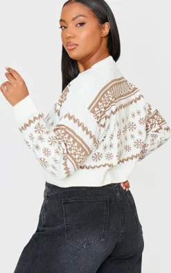 PrettyLittleThing Sweaters*Plus Snowflake Fairisle Cropped Christmas Sweater