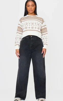 PrettyLittleThing Sweaters*Plus Snowflake Fairisle Cropped Christmas Sweater