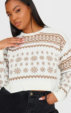 PrettyLittleThing Sweaters*Plus Snowflake Fairisle Cropped Christmas Sweater