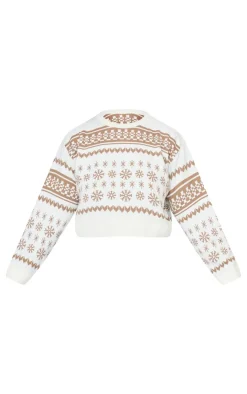 PrettyLittleThing Sweaters*Plus Snowflake Fairisle Cropped Christmas Sweater