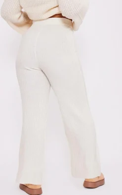 Outlet PrettyLittleThing Plus Soft Knit Wide Leg Pants Cream
