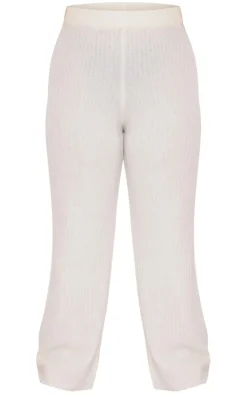 Outlet PrettyLittleThing Plus Soft Knit Wide Leg Pants Cream