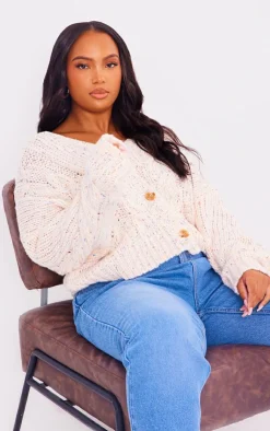 PrettyLittleThing Cardigans*Plus Space Dye Chunky Knit Cardigan