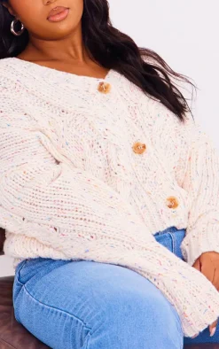 PrettyLittleThing Cardigans*Plus Space Dye Chunky Knit Cardigan