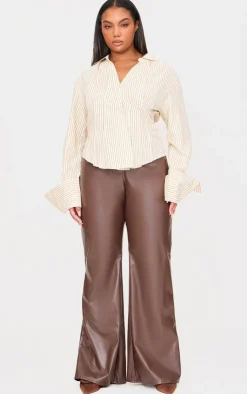 PrettyLittleThing Shirts*Plus Striped Asymmetric Cinched Shirt
