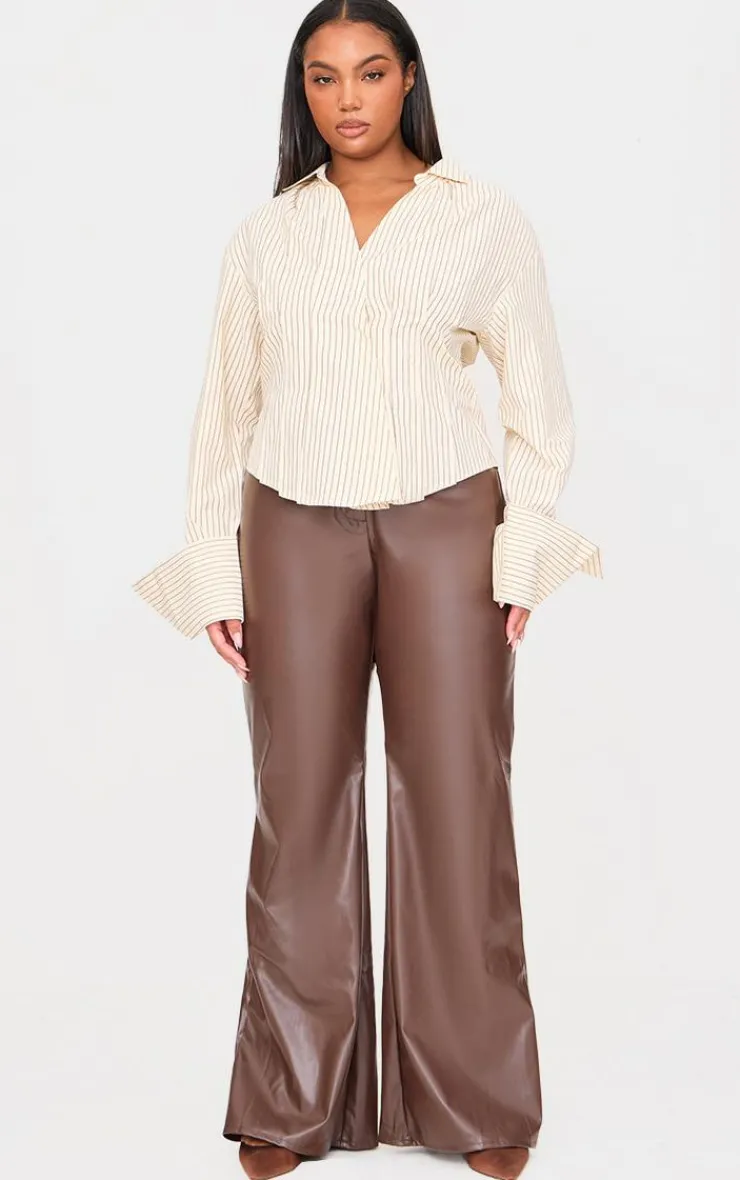PrettyLittleThing Shirts*Plus Striped Asymmetric Cinched Shirt