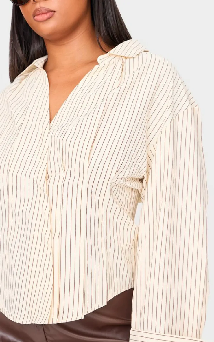 PrettyLittleThing Shirts*Plus Striped Asymmetric Cinched Shirt