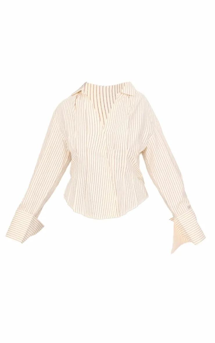 PrettyLittleThing Shirts*Plus Striped Asymmetric Cinched Shirt
