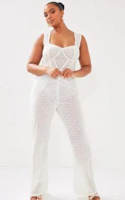 Plus Textured Corset Jumpsuit-PrettyLittleThing New