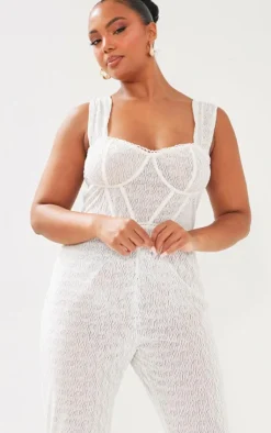 Plus Textured Corset Jumpsuit-PrettyLittleThing New
