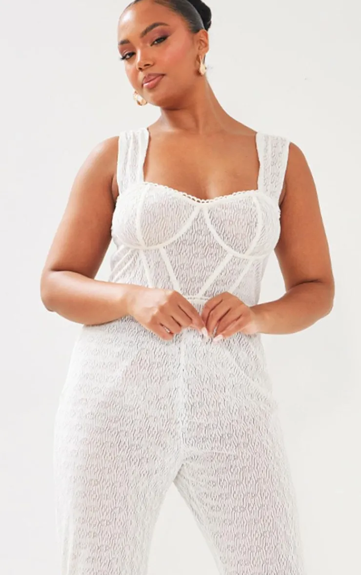 Plus Textured Corset Jumpsuit-PrettyLittleThing New