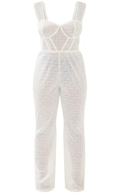 Plus Textured Corset Jumpsuit-PrettyLittleThing New