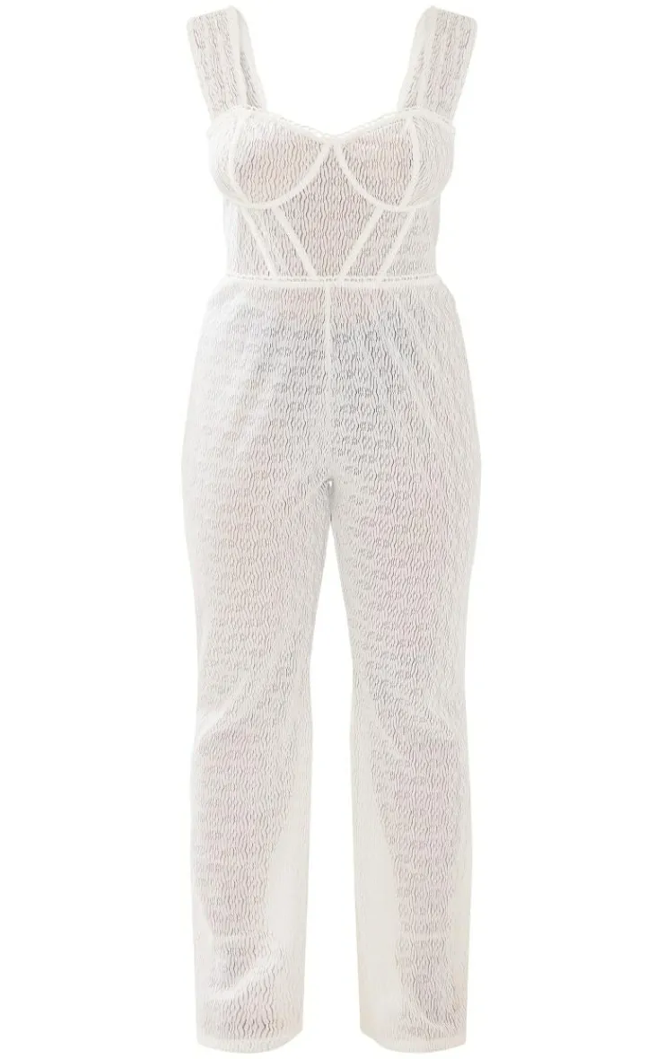 Plus Textured Corset Jumpsuit-PrettyLittleThing New