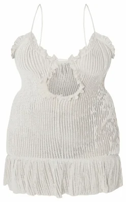 Plus Textured Frill Hem Cut Out Mini Dress-PrettyLittleThing Online