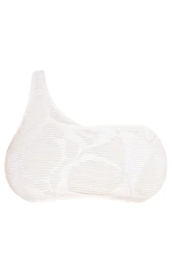 Plus Cream Textured One Shoulder Bikini Top