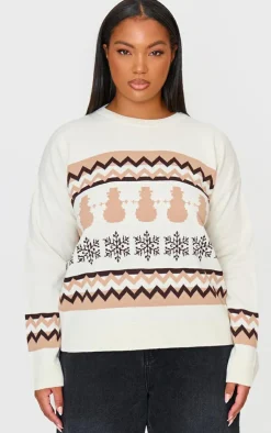 PrettyLittleThing Oversized Sweaters*Plus Zig Zag Snowflake Oversized Christmas Sweater