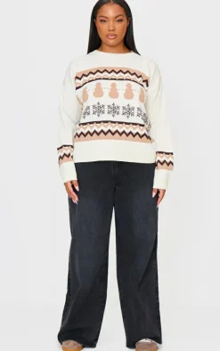 PrettyLittleThing Oversized Sweaters*Plus Zig Zag Snowflake Oversized Christmas Sweater