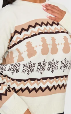 PrettyLittleThing Oversized Sweaters*Plus Zig Zag Snowflake Oversized Christmas Sweater