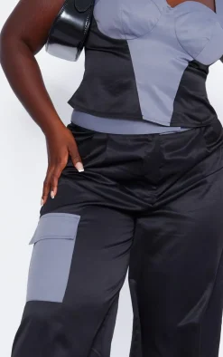 Discount PrettyLittleThing Plus Panelling Detail Corset Dark Grey