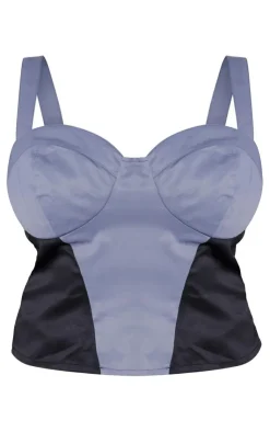 Discount PrettyLittleThing Plus Panelling Detail Corset Dark Grey