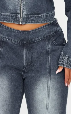 Plus Dark Indigo White Bleached Front Flared Jeans