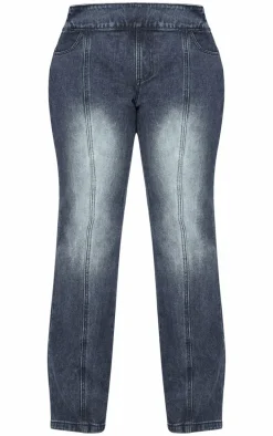 Plus Dark Indigo White Bleached Front Flared Jeans