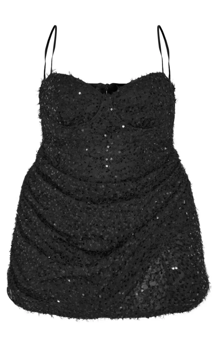 Plus Sequin Feather Drape Mini Dress-PrettyLittleThing Hot