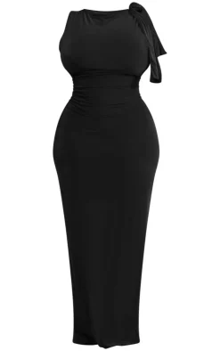 Plus Slinky Knot Drape Midaxi Dress-PrettyLittleThing Hot
