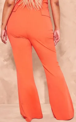 Outlet PrettyLittleThing Plus Wide Leg Pants Deep Orange