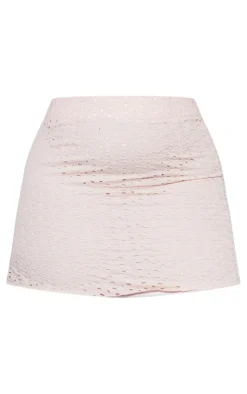 Discount PrettyLittleThing Plus Broderie Anglaise Bodycon Skirt Dusty Pink