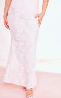 Sale PrettyLittleThing Plus Eyelash Detail Maxi Skirt Dusty Pink