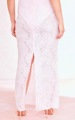 Sale PrettyLittleThing Plus Eyelash Detail Maxi Skirt Dusty Pink