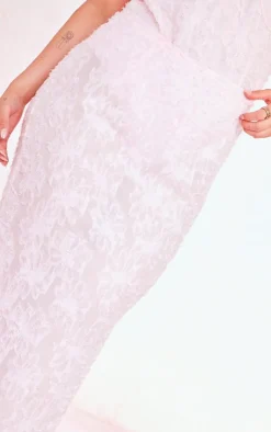 Sale PrettyLittleThing Plus Eyelash Detail Maxi Skirt Dusty Pink