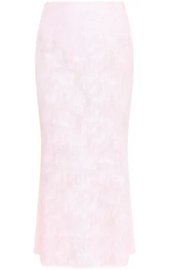 Sale PrettyLittleThing Plus Eyelash Detail Maxi Skirt Dusty Pink