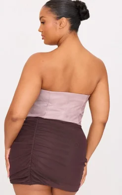 PrettyLittleThing Sleeveless Tops*Plus Faux Leather Zip Up Corset