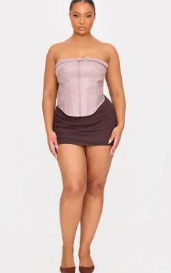 PrettyLittleThing Sleeveless Tops*Plus Faux Leather Zip Up Corset