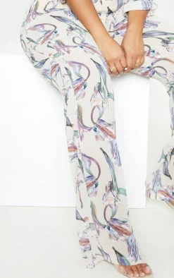 Best PrettyLittleThing Plus Floral Wide Leg Pants Dusty Pink