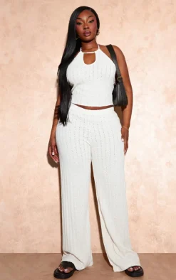 Best PrettyLittleThing Plus Bandeau Crochet Longline Top Ecru