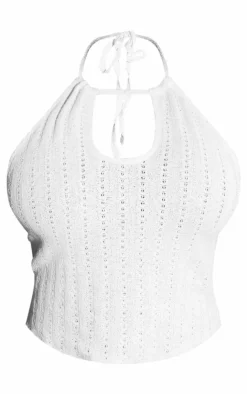 Best PrettyLittleThing Plus Bandeau Crochet Longline Top Ecru