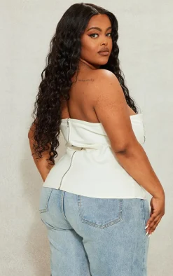 PrettyLittleThing Corsets*Plus Contrast Stretch Denim Corset Top